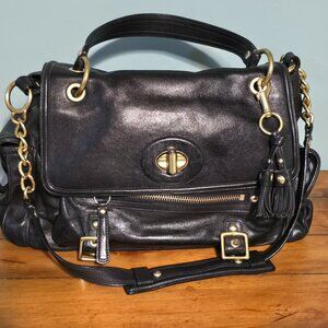 COACH Sydney Black Leather Handbag with Brass Hardware. Elegant, Classic!